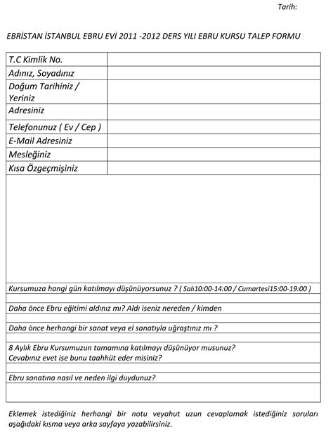 pendik belediyesi kurs kayıt formu